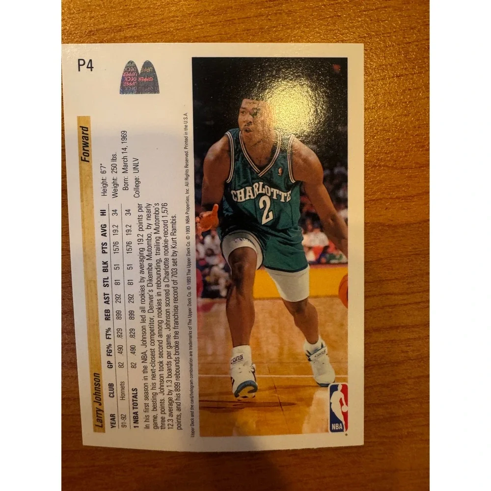 1992-93 Upper Deck Larry Johnson P4 McDonald's NBA Promo Card Lot‎ of 7 Hornets